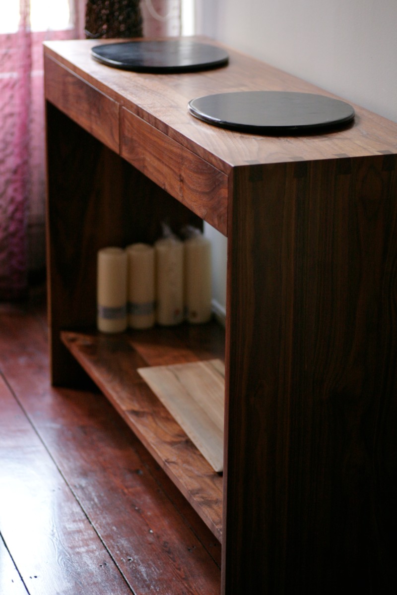 Walnut console table