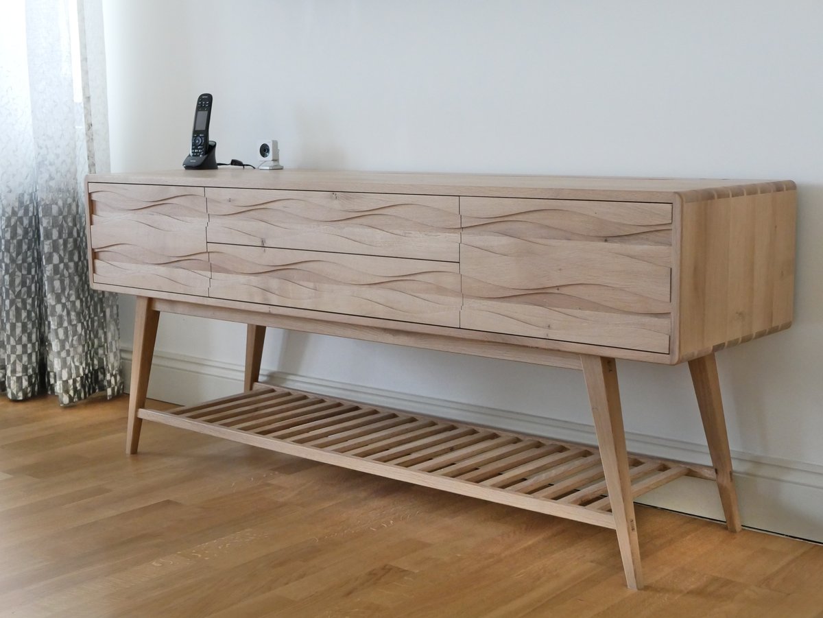 Wave oak media cabinet