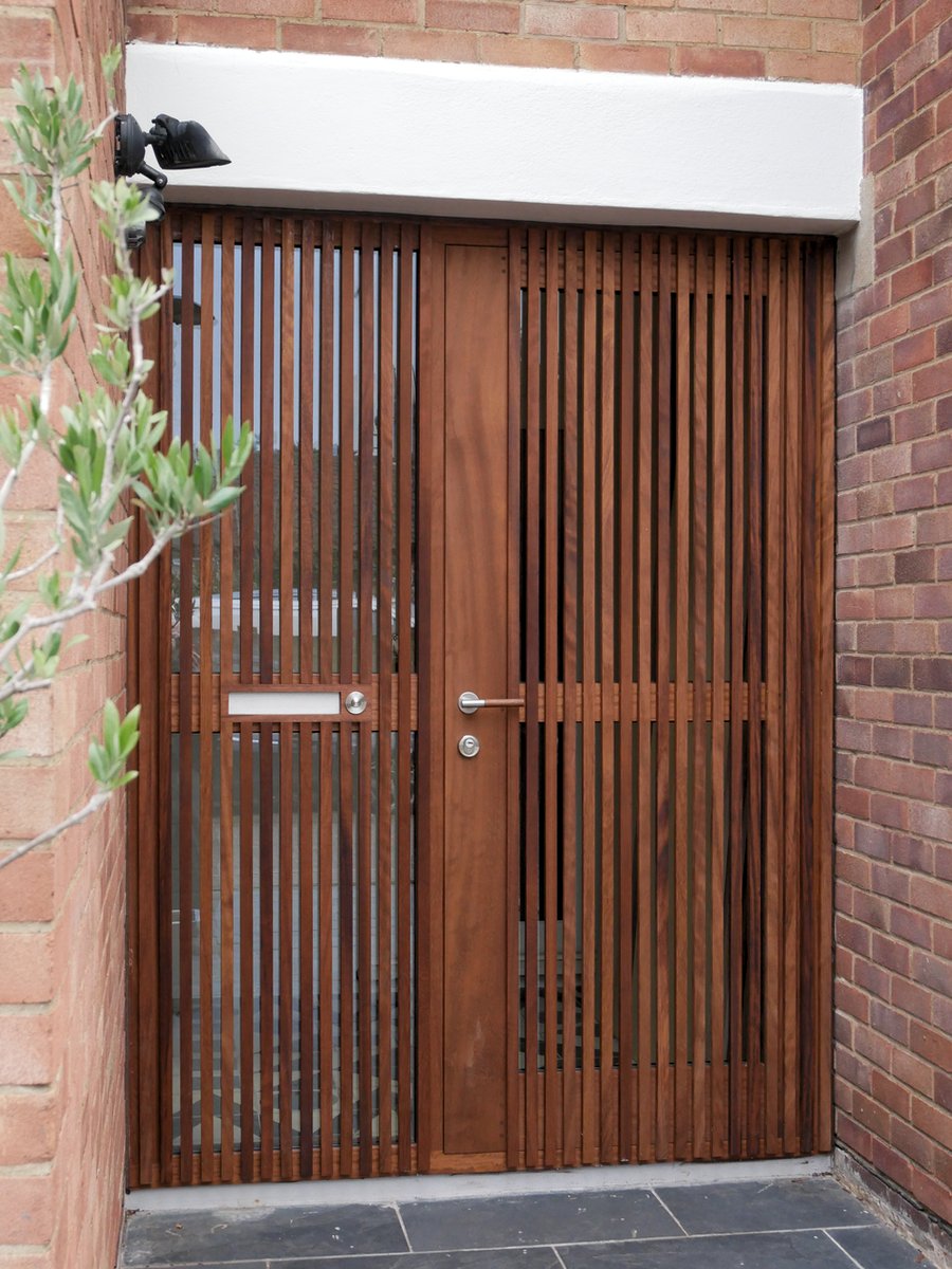 Iroko strip front door