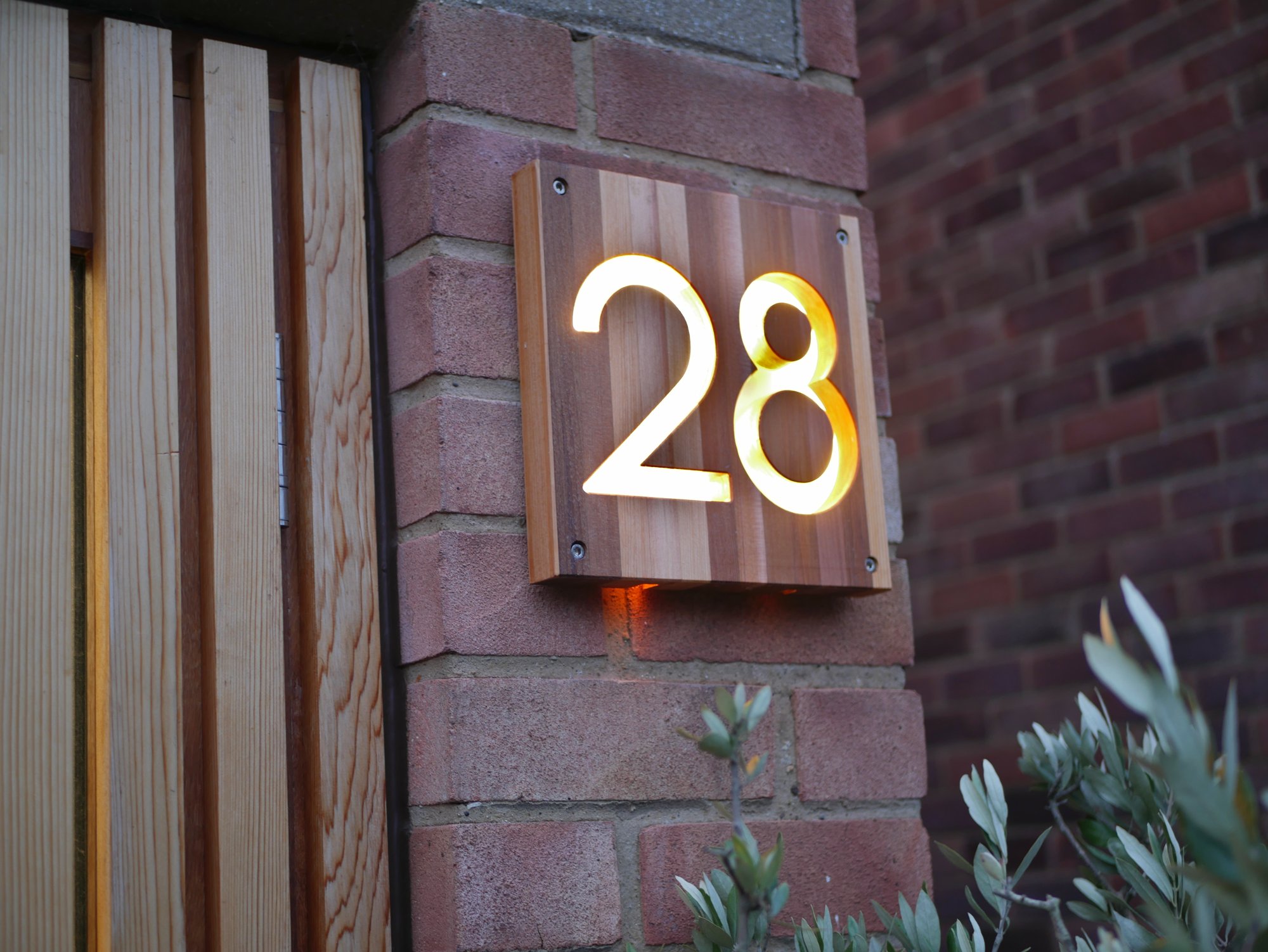 CNC-cut illuminated house number